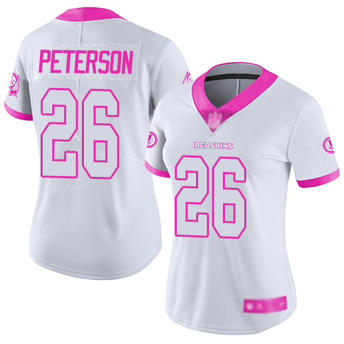 Washington Redskins Limited White Pink Women Adrian Peterson Jersey NFL Football #26 Rush Fashion->washington redskins->NFL Jersey